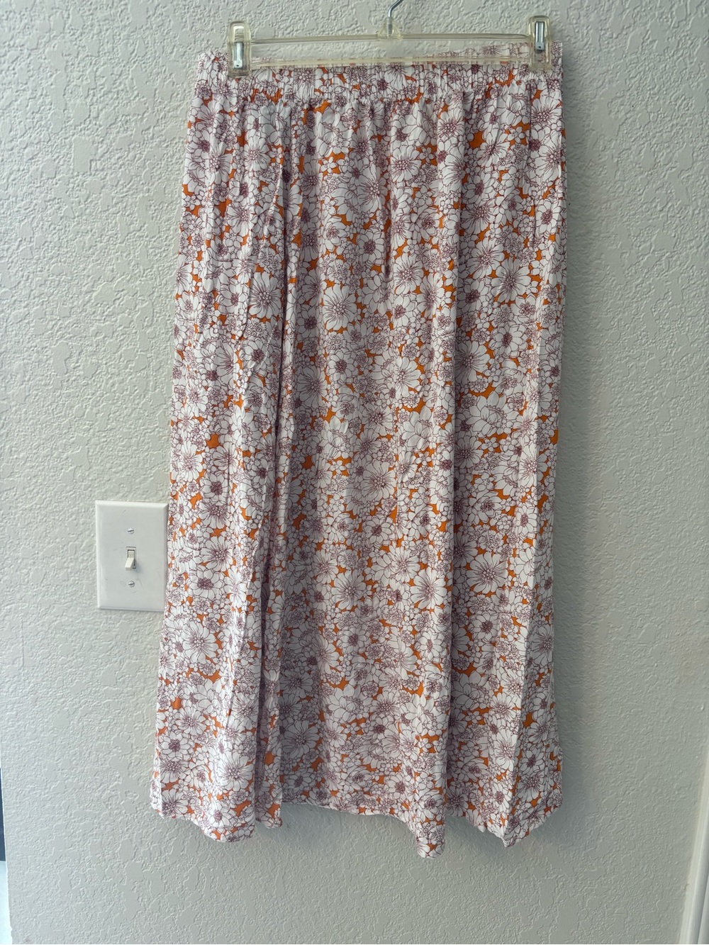Floral Elastic-Waist Midi Skirt - Floral, boho, festival, summer size S